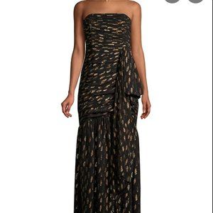 Shoshanna Samira Metallic Polka Dot Strapless Gown